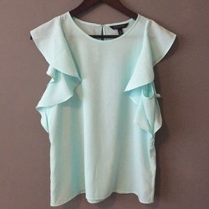 Banana Republic Sheer Sea Foam Flowy Blouse